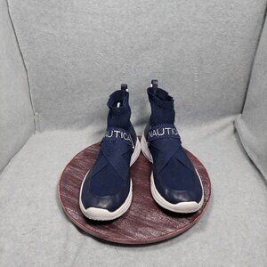 Nautica Womens Navy Blue Athletic Sock Sneakers